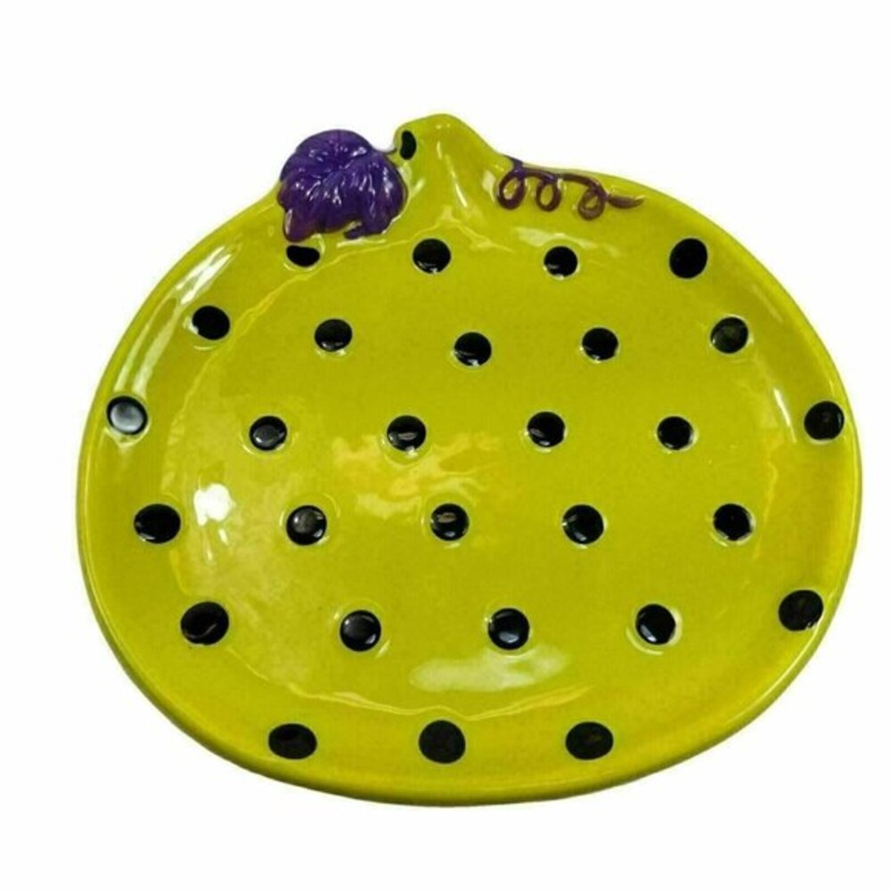 Halloween Plate Snack Candy Cookie Treat Pumpkin Shaped Black Green Purple New